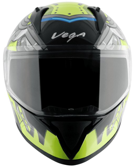 Vega Bolt Superhero Black Neon Yellow Helmet