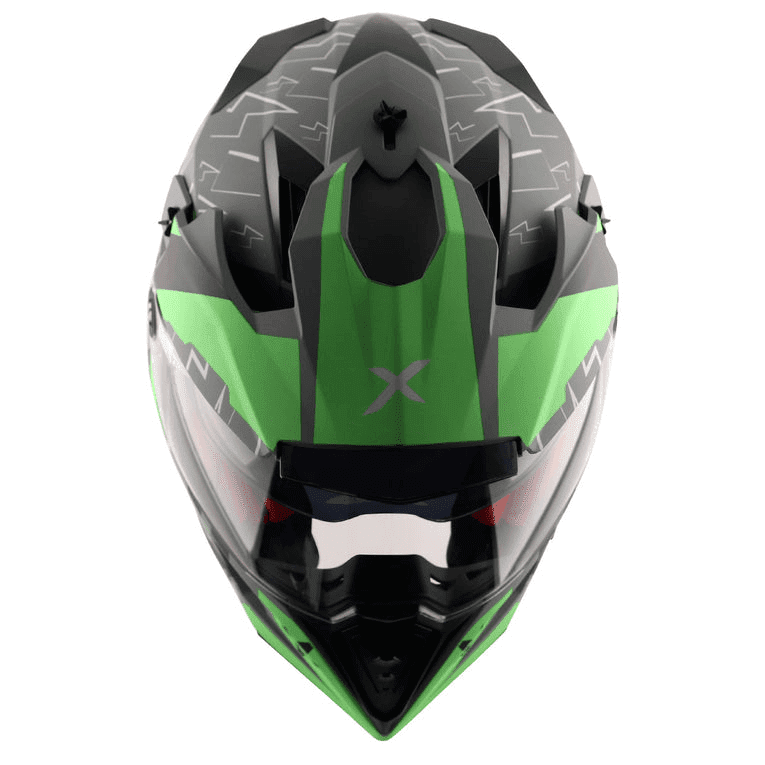 AXOR X-Cross Flash Dull Cool Grey Green Dual Visor Helmet