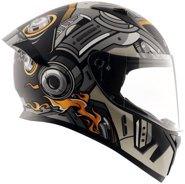 Vega Bolt Superhero Dull Black Grey Helmet