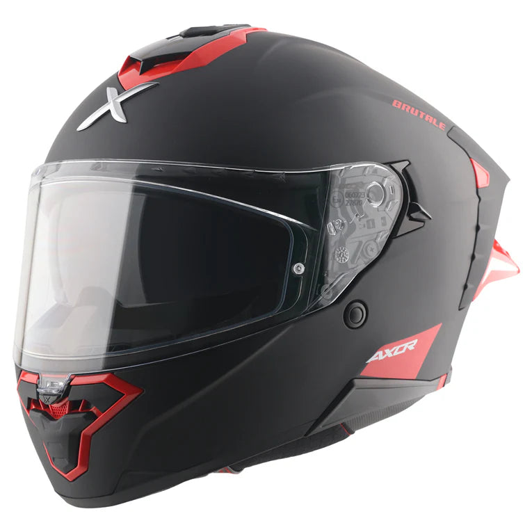 Axor Brutale Corsa Dual Spoiler Dull Black Red Helmet