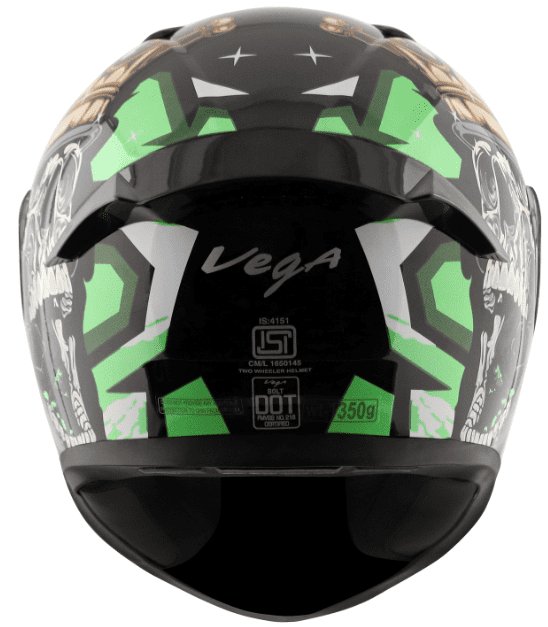 Vega Bolt Crown Men Black Neon Green Helmet