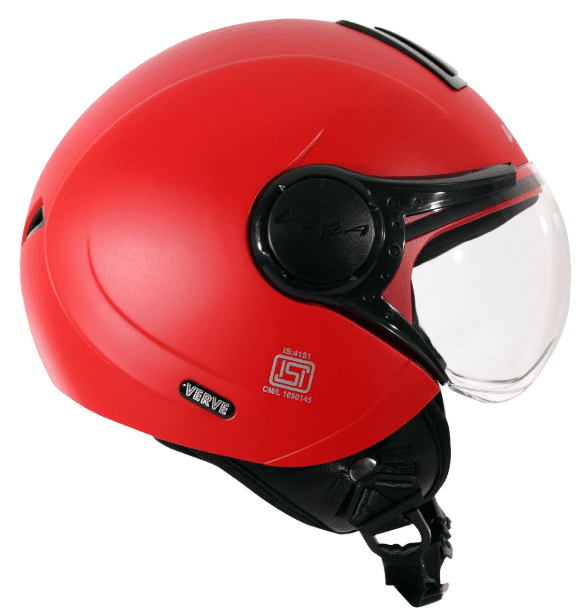 Vega Verve Open Face Dull Red Helmet (ISI Certified)