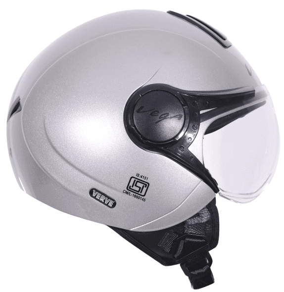 Vega Verve Open Face Silver Helmet (ISI Certified)