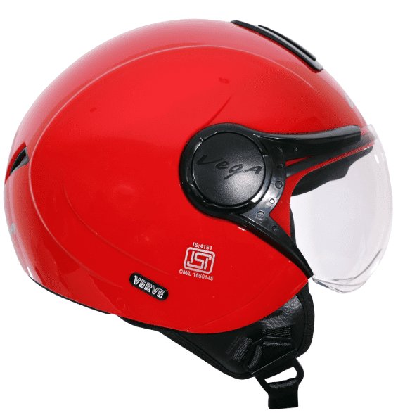 Vega Verve Open Face Red Helmet (ISI Certified)