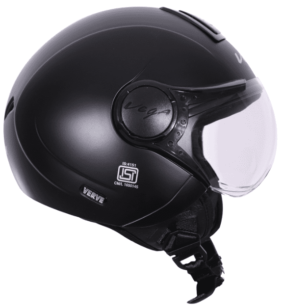 Vega Verve Open Face Dull Black Helmet (ISI Certified)