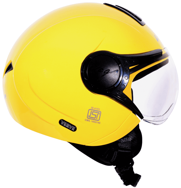 Vega Verve Open Face Yellow Helmet (ISI Certified)
