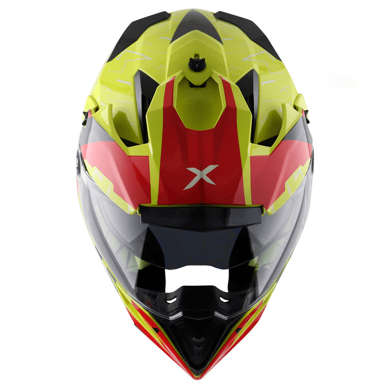 AXOR X-Cross Flash Neon Yellow Red Dual Visor Helmet