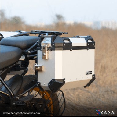 ZANA Panniers ( 36 LTR ) Aluminum Silver with Frame for Himalayan 450 ZI-8439 LS