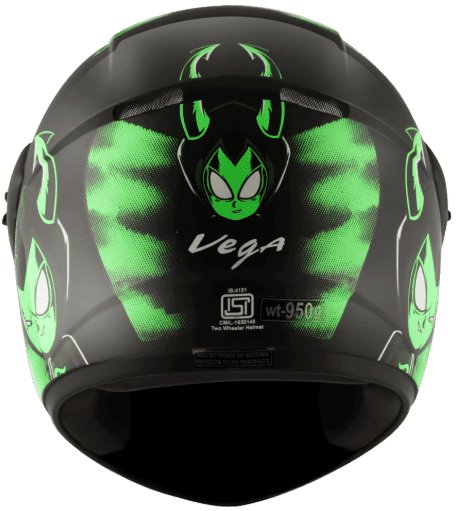 Vega Cliff Devil Black Neon Green Helmet