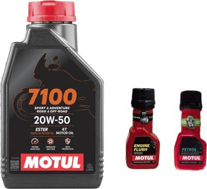 Motul 7100 4T 20W-50(1.5 litre) + Engine Flush(50ml)+Petrol System Clean(50ml)combo Full-synthetic Engine Oil (1.5 L)