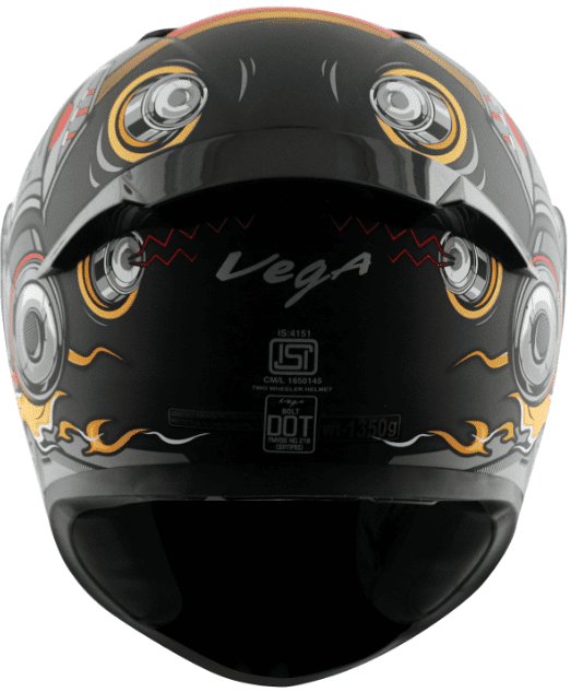 Vega Bolt Superhero Dull Black Red Helmet
