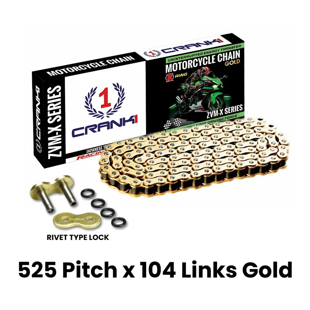 Crank 1 Chain For Ducati Monster 796 (2010-2016) - 525 Pitch x 104 Links Gold (ZVMX)