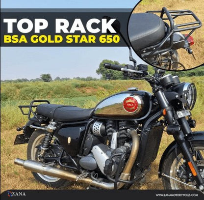 Zana Top Rack for BSA Goldstar 650 without Plate Compatible with Pillion Backrest (Mild Steel, Black, Type-2) ZI-8530