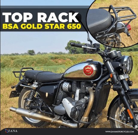 Zana Top Rack for BSA Goldstar 650 without Plate Compatible with Pillion Backrest (Mild Steel, Black, Type-2) ZI-8530