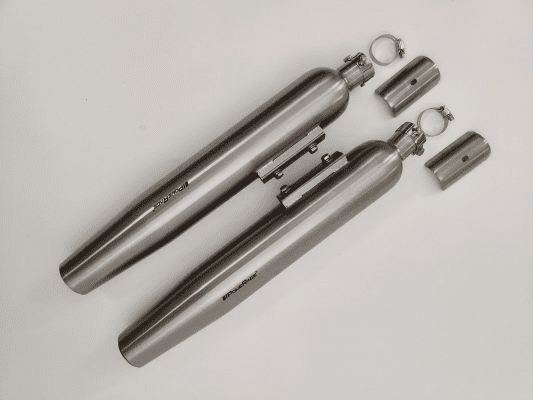 Powerage Slipon Exhausts for Super Meteor 650 – Brushed Steel Finish