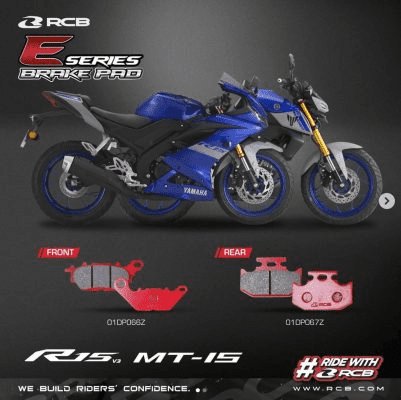 RCB E Series Disc Pad Yamaha R15V3 MT15 FZ-FI V2 FZV3 FZX FZ250 01DP066Z 01DP067Z ( FRONT 01DP066Z )