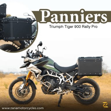 Zana Panniers( 36 LTR )Aluminium R-Flat Black With Frame For Triumph Tiger 850/ 900 Rally Pro ZI-70 RB