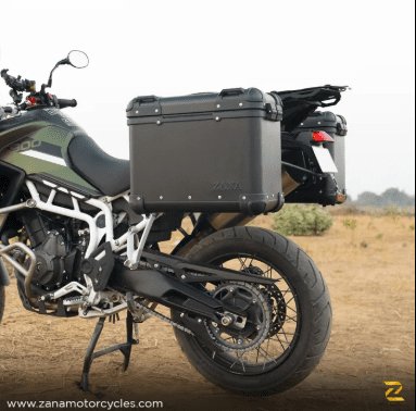 Zana Panniers( 36 LTR )Aluminium R-Flat Black With Frame For Triumph Tiger 850/ 900 Rally Pro ZI-70 RB