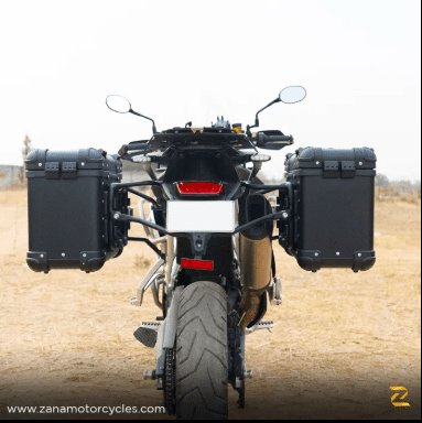Zana Panniers( 36 LTR )Aluminium R-Flat Black With Frame For Triumph Tiger 850/ 900 Rally Pro ZI-70 RB