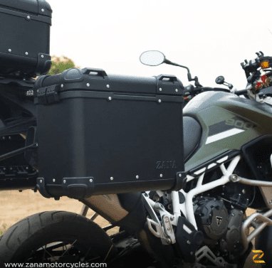 Zana Panniers( 36 LTR )Aluminium R-Flat Black With Frame For Triumph Tiger 850/ 900 Rally Pro ZI-70 RB