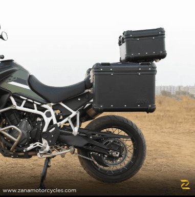 Zana Panniers( 36 LTR )Aluminium R-Flat Black With Frame For Triumph Tiger 850/ 900 Rally Pro ZI-70 RB