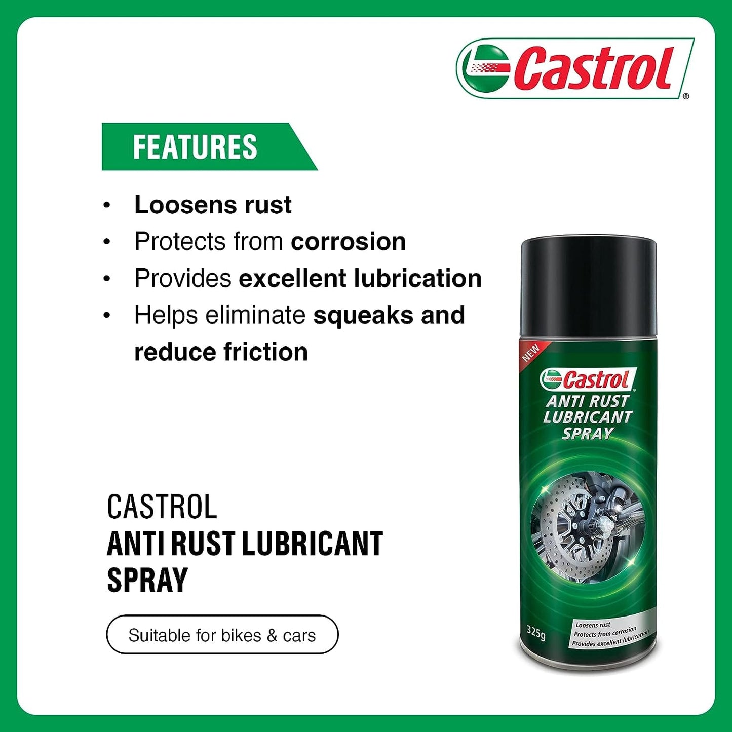 Castrol ANTI RUST LUBRICANT SPRAY for Bikes 325g