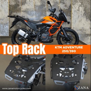 Zana NEW TOP RACK WITH MS PLATE TEXTURE MATT BLACK V -2 COMPATIBLE WITH GRAB RAIL KTM ADV 250/390 / 390 X  ZI-8343