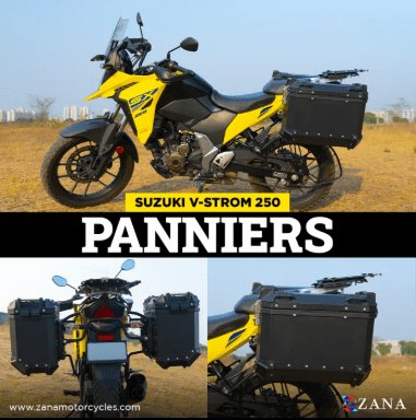 Zana Panniers( 36 LTR )Aluminium L-Flat Black With Frame For Suzuki V-Strom 250 ZI-8453 LB