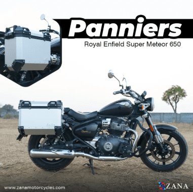 Zana Panniers ( 36 LTR ) Aluminium L-Flat Silver With Frame For Super Meteor 650 ZI-8492 LS