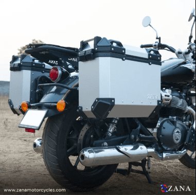 Zana Panniers ( 36 LTR ) Aluminium L-Flat Silver With Frame For Super Meteor 650 ZI-8492 LS