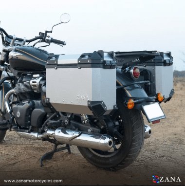 Zana Panniers ( 36 LTR ) Aluminium L-Flat Silver With Frame For Super Meteor 650 ZI-8492 LS