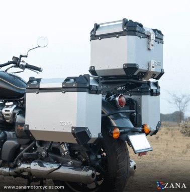 Zana Panniers ( 36 LTR ) Aluminium L-Flat Silver With Frame For Super Meteor 650 ZI-8492 LS