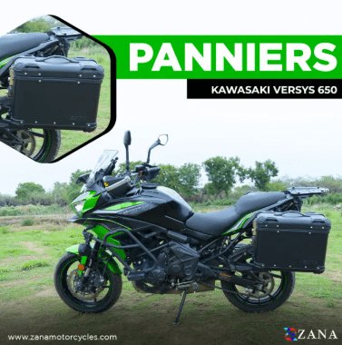 Zana Panniers ( 36 LTR ) Aluminium R-Flat Black With Frame For Kawasaki Versys 650 ZI-8498 RB