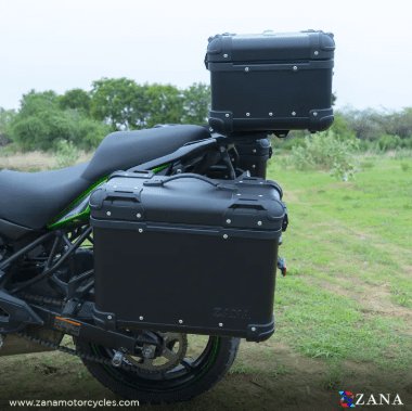 Zana Panniers ( 36 LTR ) Aluminium R-Flat Black With Frame For Kawasaki Versys 650 ZI-8498 RB