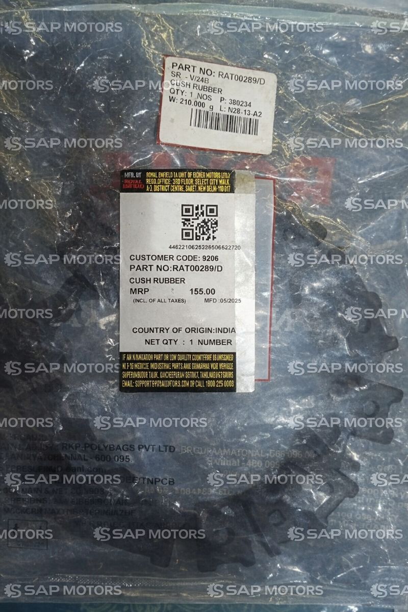 RAT00289/D - Cush rubber for royal enfield & himalayan 450 (Rear Wheel)