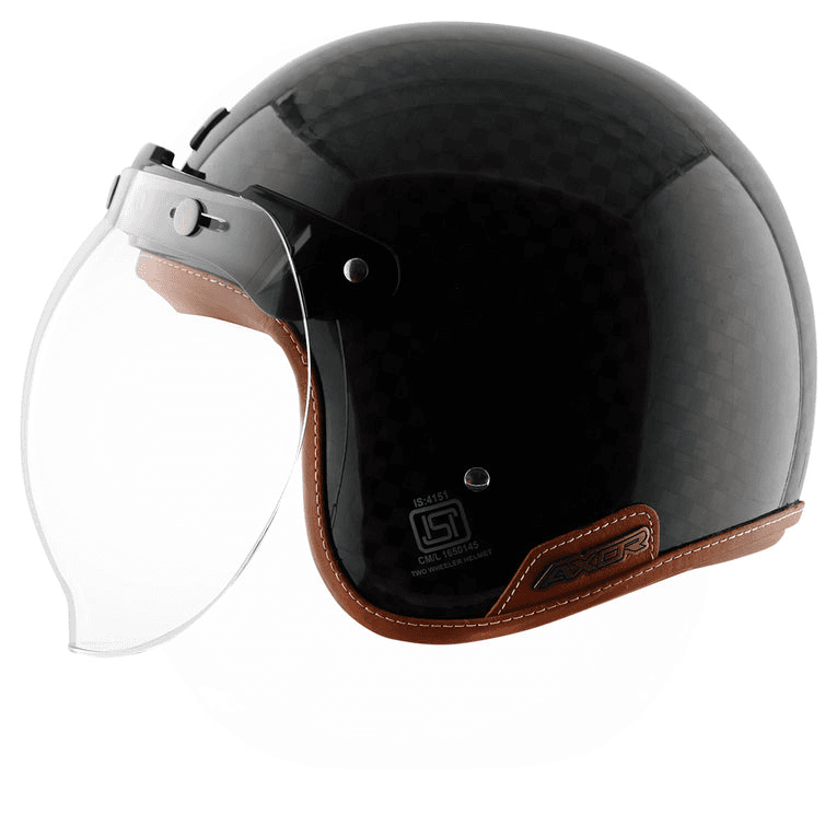 AXOR Jet Carbon Big Checks Helmet With Bubble Visor