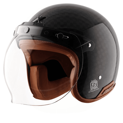 AXOR Jet Carbon Big Checks Helmet With Bubble Visor