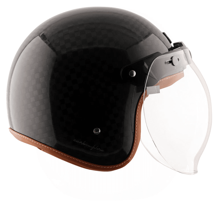 AXOR Jet Carbon Big Checks Helmet With Bubble Visor