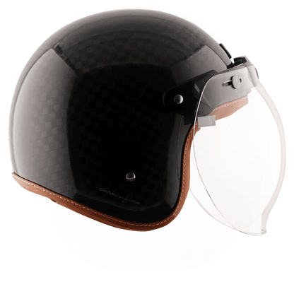 AXOR Jet Carbon Big Checks Helmet With Bubble Visor