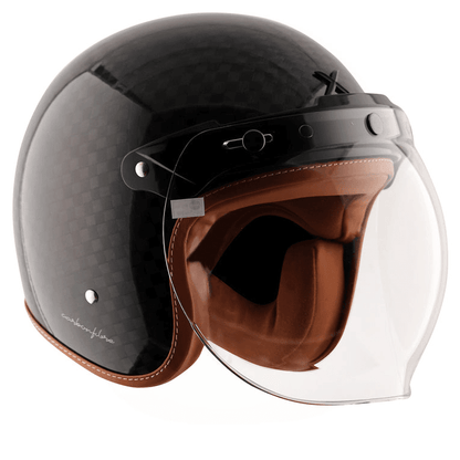 AXOR Jet Carbon Big Checks Helmet With Bubble Visor