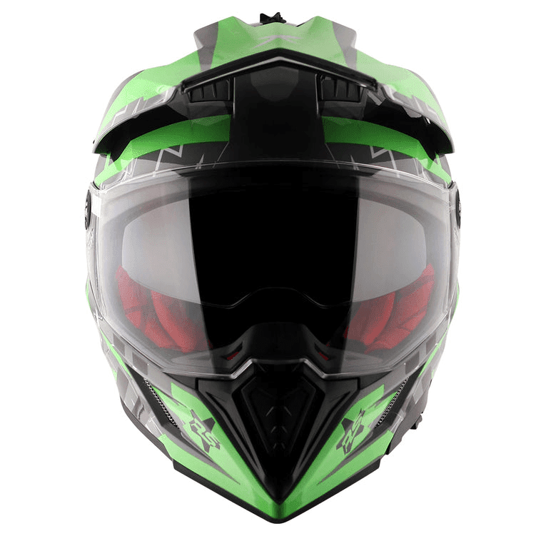 AXOR X-Cross Flash Cool Grey Green Dual Visor Helmet