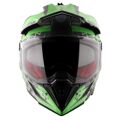 AXOR X-Cross Flash Cool Grey Green Dual Visor Helmet