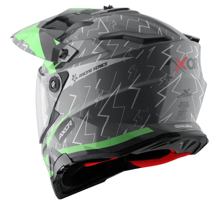 AXOR X-Cross Flash Cool Grey Green Dual Visor Helmet