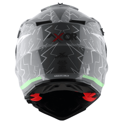 AXOR X-Cross Flash Cool Grey Green Dual Visor Helmet