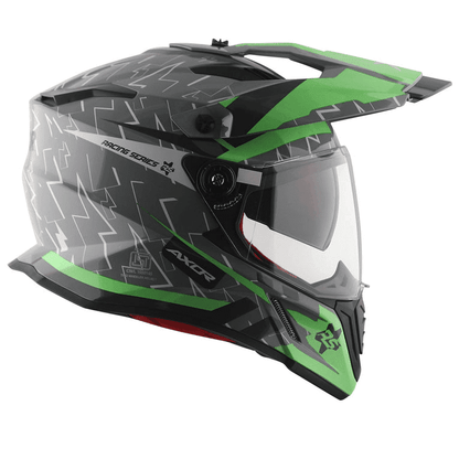 AXOR X-Cross Flash Cool Grey Green Dual Visor Helmet