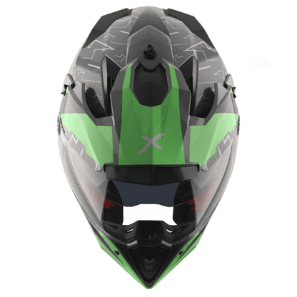 AXOR X-Cross Flash Cool Grey Green Dual Visor Helmet