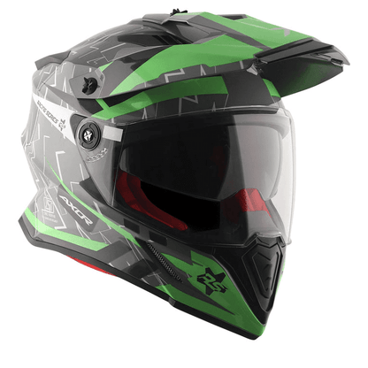 AXOR X-Cross Flash Cool Grey Green Dual Visor Helmet
