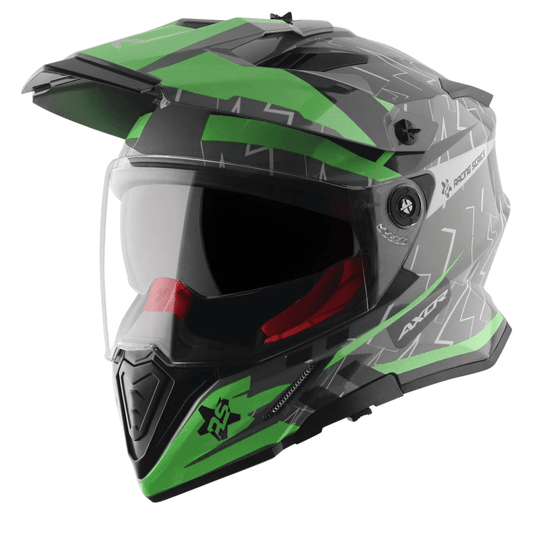 AXOR X-Cross Flash Cool Grey Green Dual Visor Helmet
