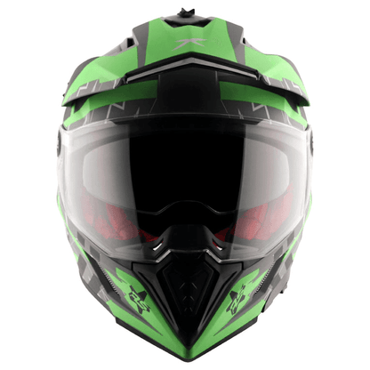 AXOR X-Cross Flash Dull Cool Grey Green Dual Visor Helmet