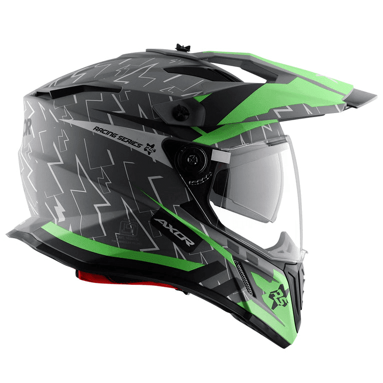 AXOR X-Cross Flash Dull Cool Grey Green Dual Visor Helmet